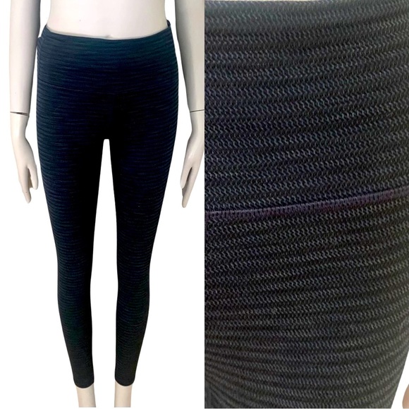 Athleta Pants - ATHLETA Athletic Tights Leggings Textured Herringbone Pattern Blue